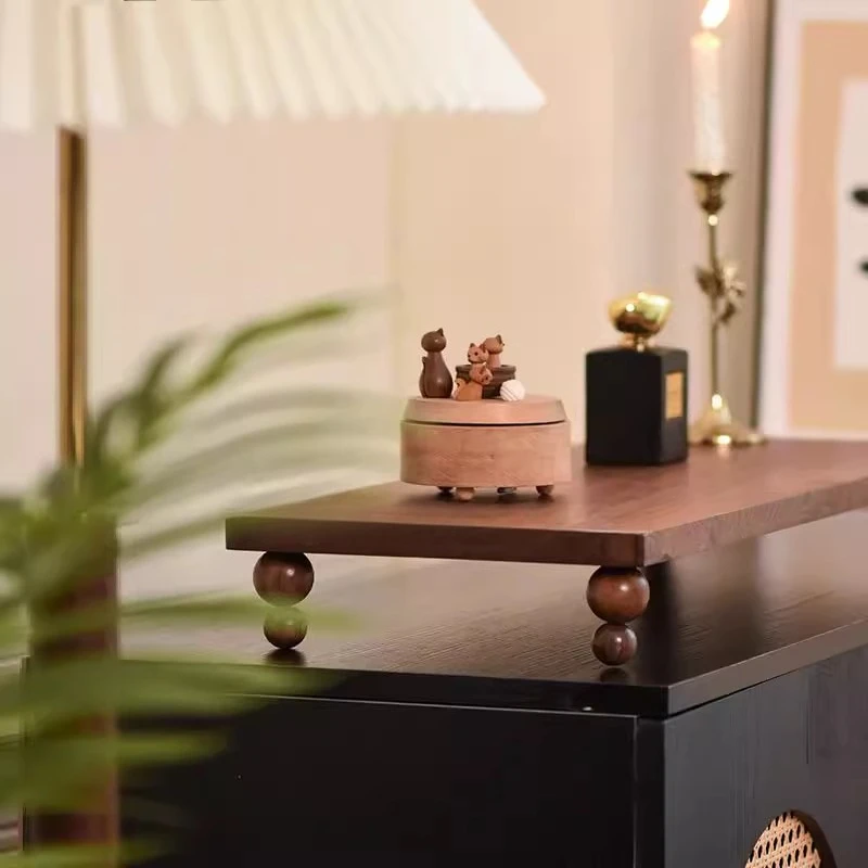 حامل شاشة الجوز العتيق مع رف عرض، حامل مكتب حديث لشاشة الكمبيوتر، تصميم مريح للمكتب #3