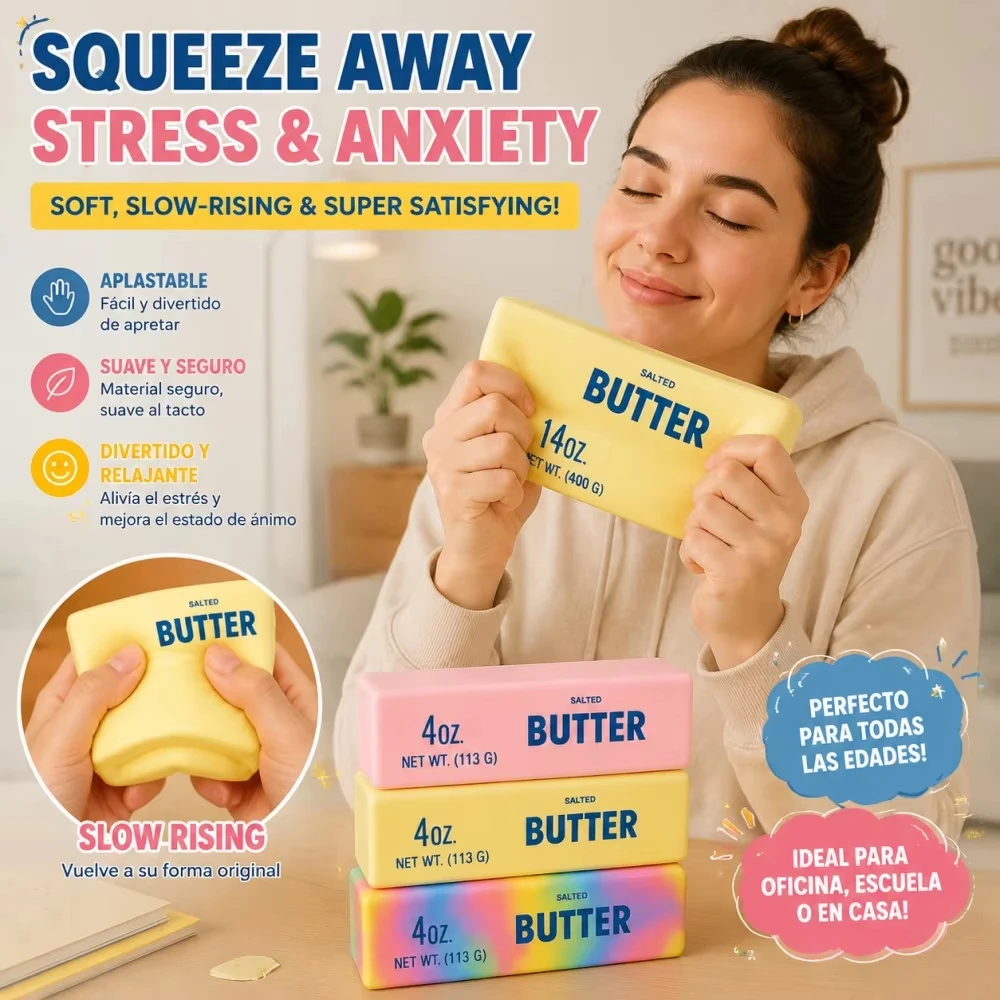 Squishy Elastic Butter Stick Fidget Toy Cheese Shape Stress Relief Game Funny Decompression Prank Squeeze Toy for Anxiety Relief view 3