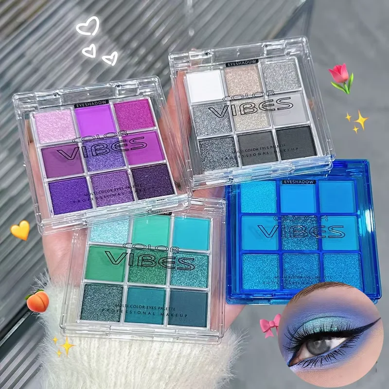 9 Colors Eyeshadow Palette Matte Shimmer Glitter High Pigmented Bright Colorful Eyeshadow Eye Makeup Cosmetic for Music Festival
