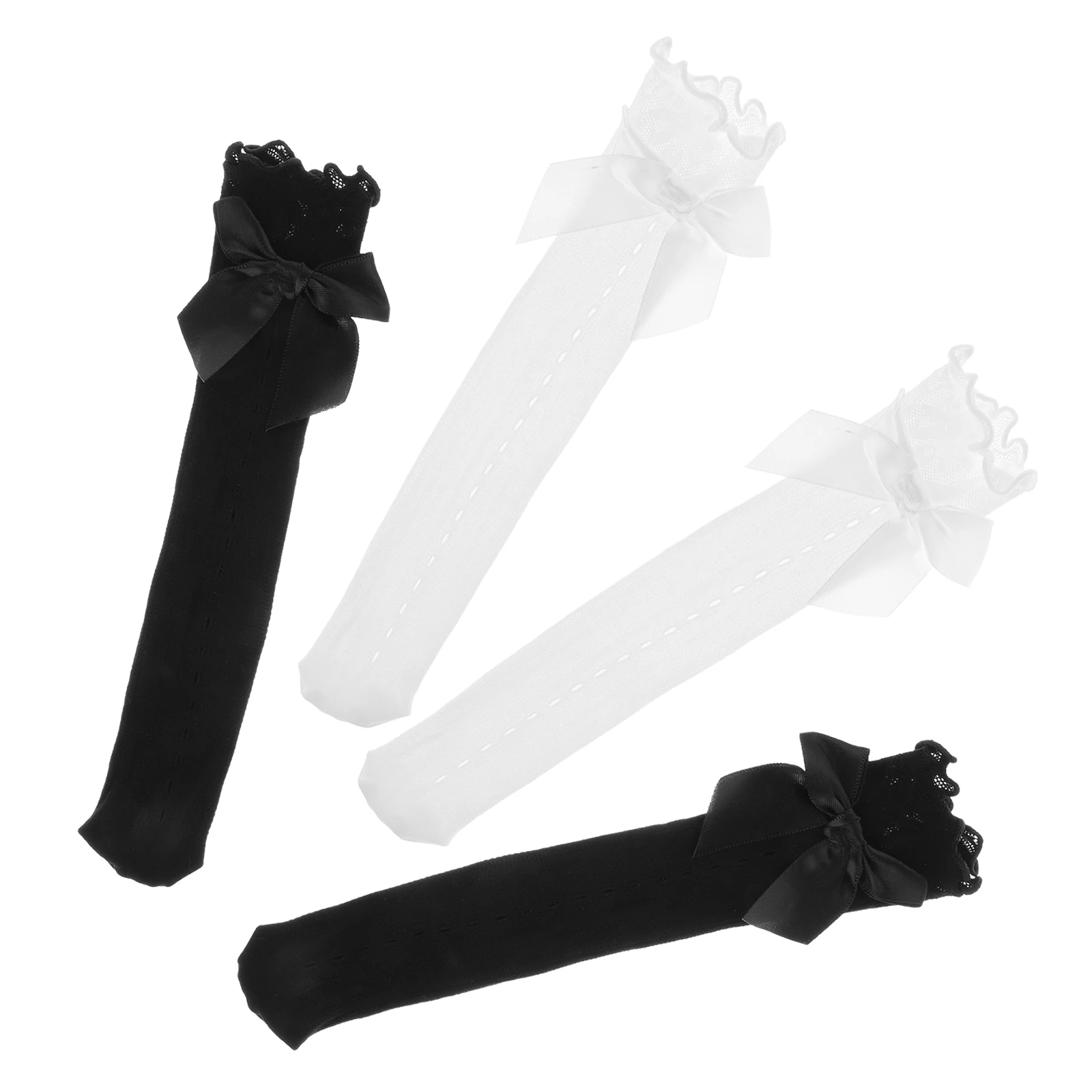 

4 Pairs Girl Stockings Girls Socks Baby Girls' Knee-high Nylon Bow Child for Kids