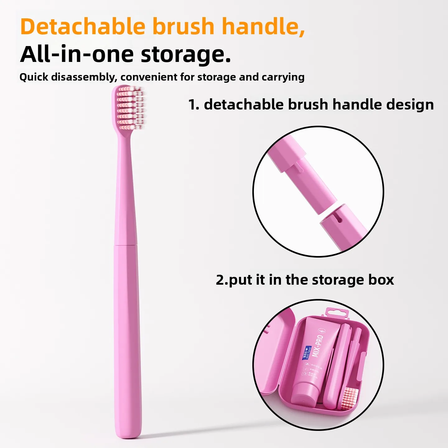 Portable Travel Toothbrush Toothpaste Set Efficient Cleaning and Storage Foldable Handle Business Travel Soft Toothbrush