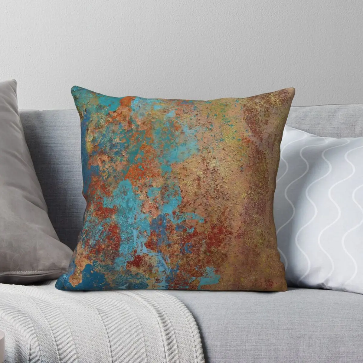 Grunge Patina Texture Square Pillowcase Polyester Linen Velvet Pattern Zip Decor Pillow Case Car Cushion Cover