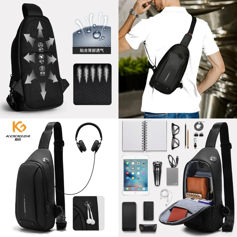 

【New style】Cool Craftsman business -body bag men's chest bag trendy multifunctional small backpack casual one-shoulder bag simp