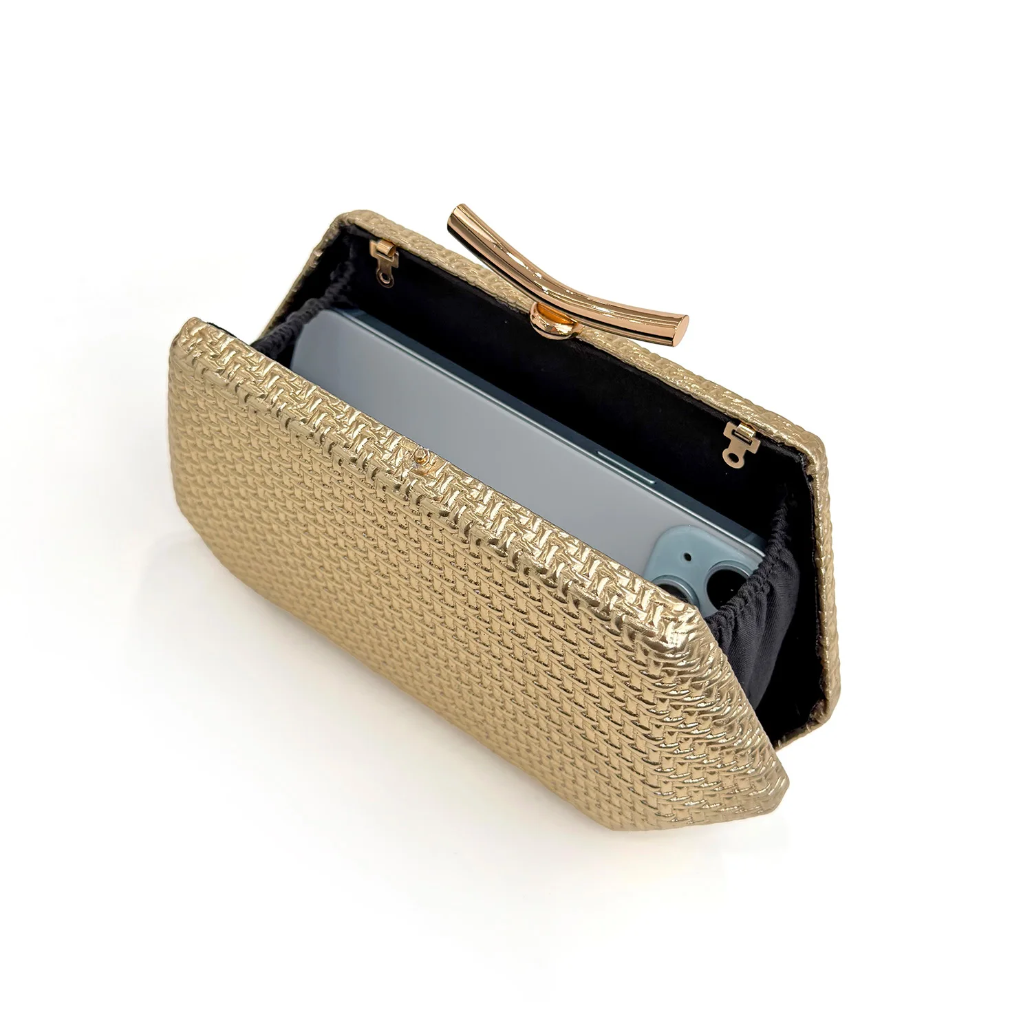 Stilvolle und elegante gewebte Abendclutch, luxuriöse Designer-Schultertasche mit Kette, minimalistische Damenhandtasche, Hochzeits-Abendclutch, Partytasche – Detail 14