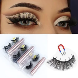 Magnetic Eyelashes with Magnetic Lashes Glue 1 pair of Natural Soft Faux Mink Lashes Makeup Lashes