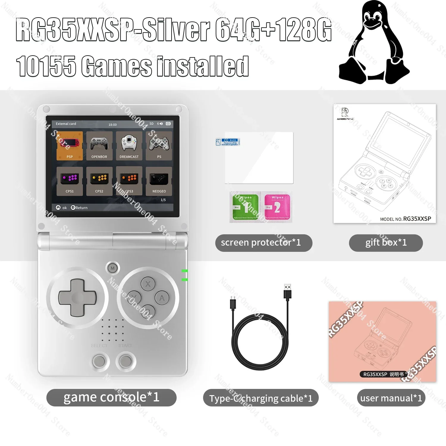 

Applicable to IPS Screen Flip Handheld Console Linux System HDMI-compatible TV Output 64G 5500 Games Pre-installed