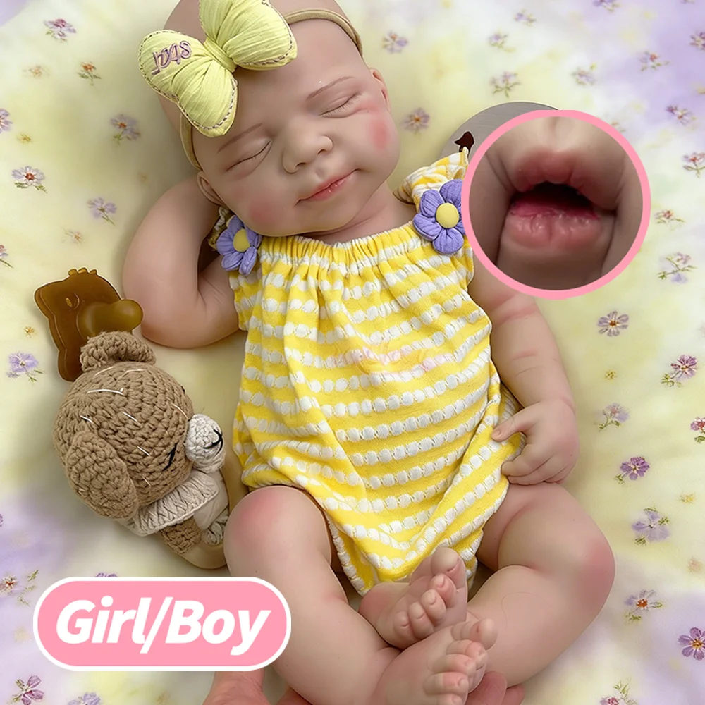 

Open Mouth 20" Silicone Reborn Baby Girl/Boy Premature Newborn Doll With Realistic Veins Reborn Doll Soft Cuddle Weighted Doll