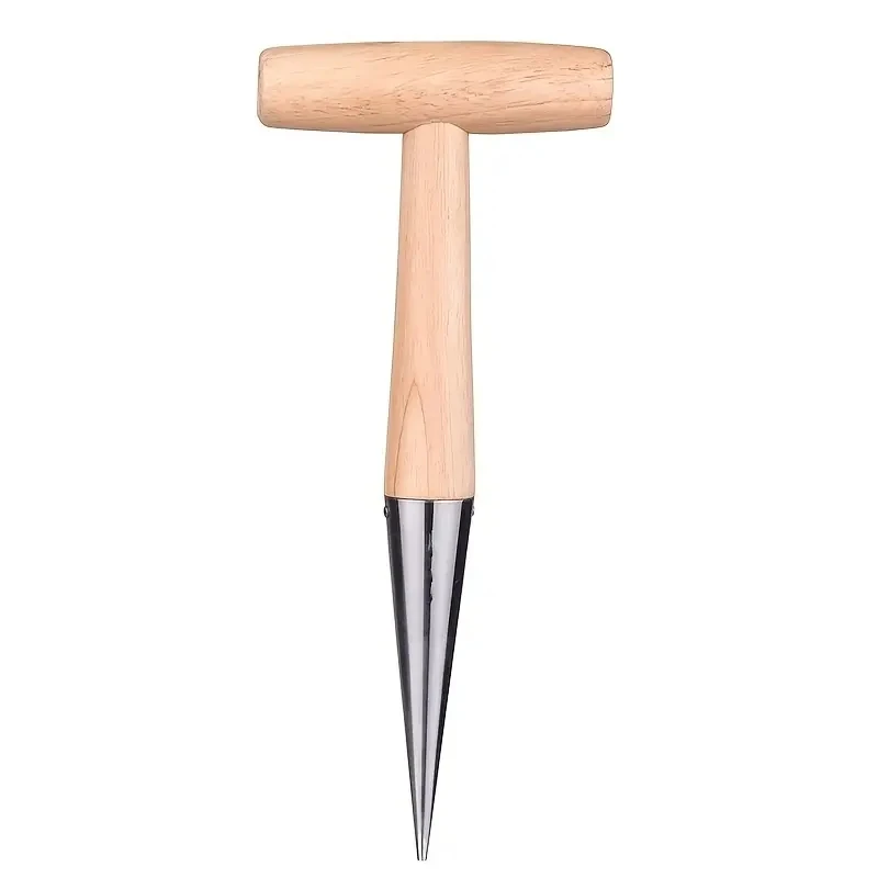 Handsaug-Dibbler mit Holzgriff zum Aussaat von Samen, Umpflanzen von Pflanzen, Pflanzbirnen, Graben, Gartenarbeit, Garten, Locher-Werkzeug – Detail 8