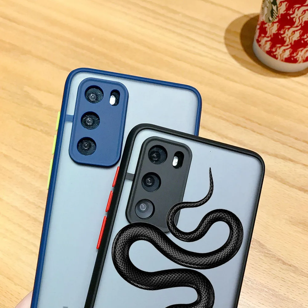 Snake Cobra Python Frosted Translucent Phone case For Samsung S10 S9 Note20 10 A50 A12 A14 A22 A24 A32 A33 A31 A23 A21 A13 Cover