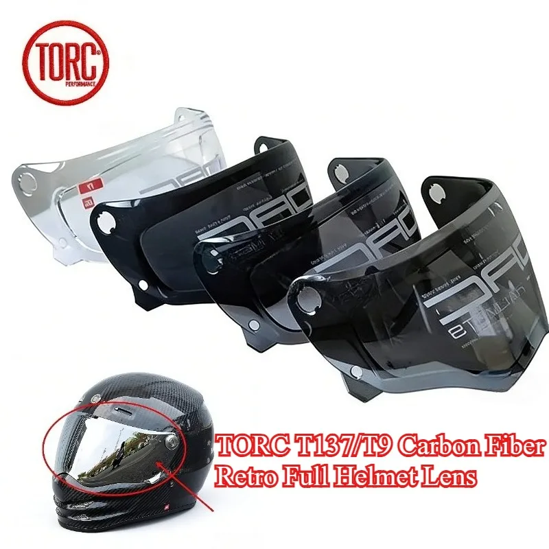 

Helmet Lens Replacement For TORC T137 T9 Carbon Fiber Retro Full Face Helmet Transparent Light Tea Black Silver Plated Lens