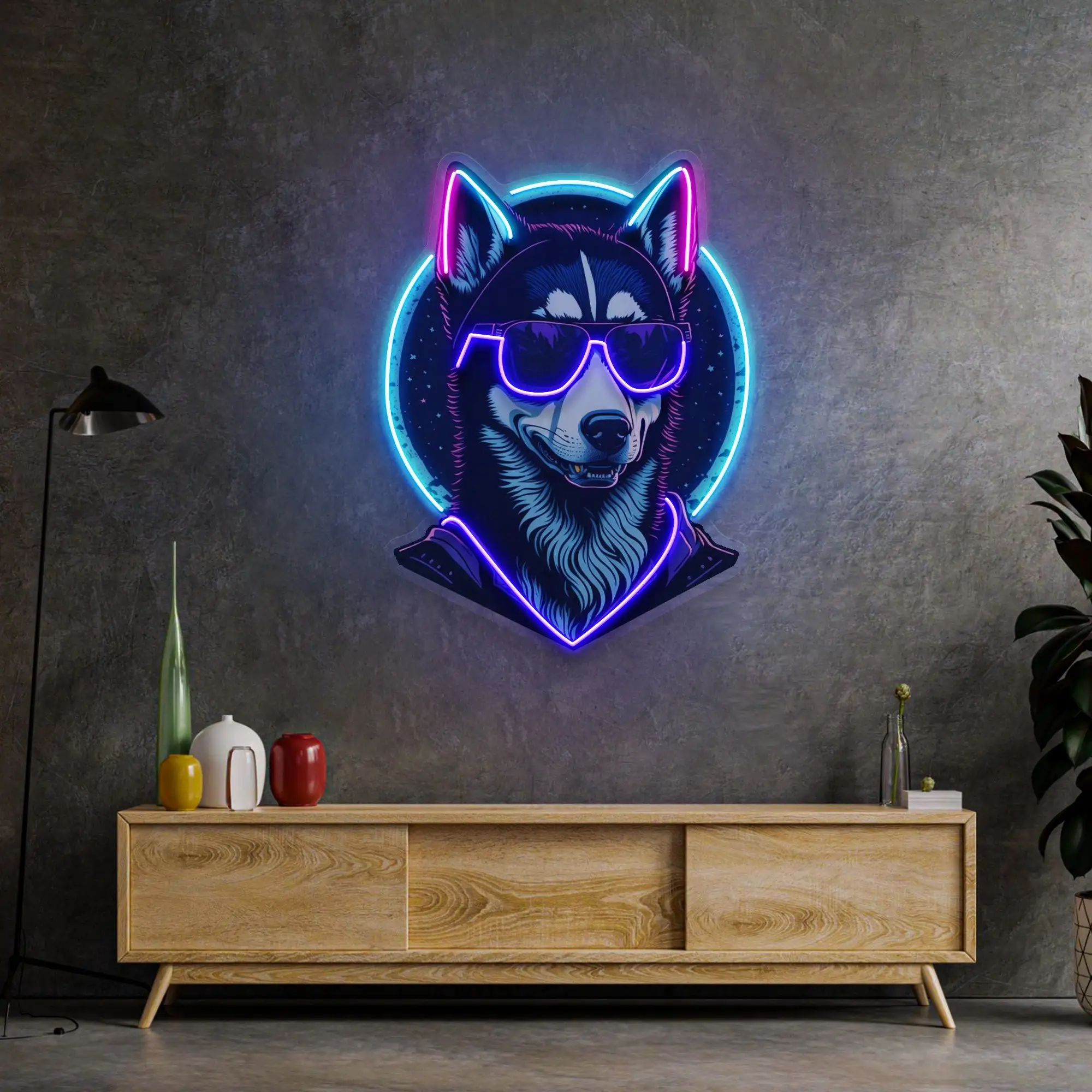 Cool Husky Neon Sign Custom Anime Bedroom Wall Art Decor Aesthetic Custom Neon Home Decor Game Room Pet Shop Sign