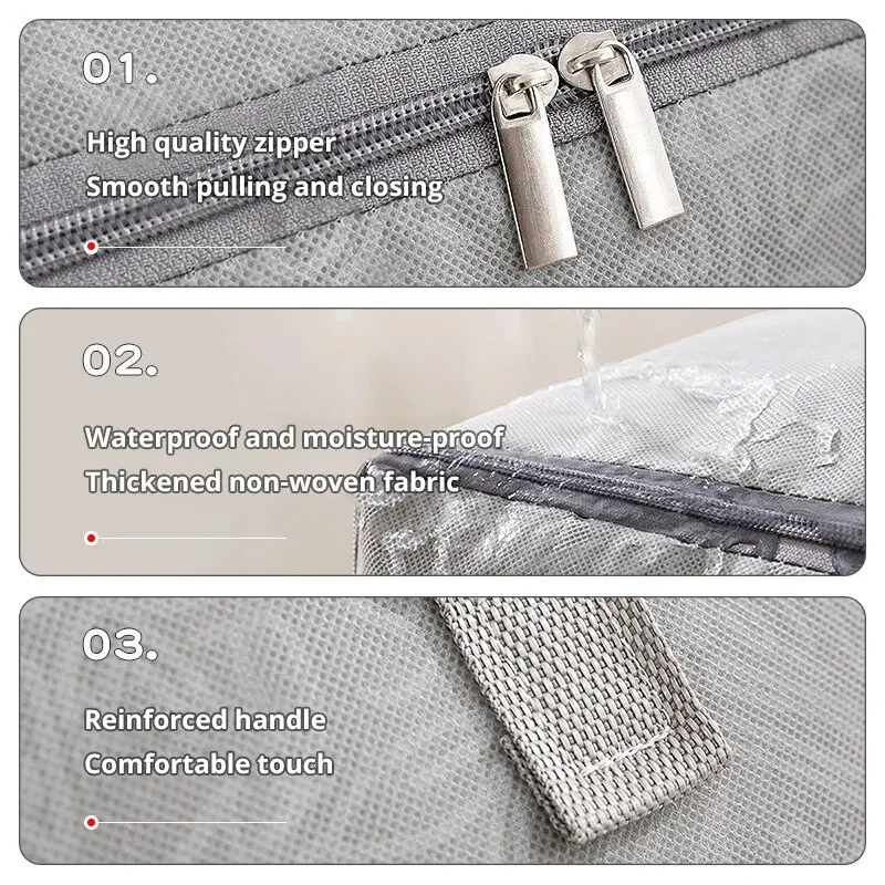 1pc Bear Pattern Clothing and Quilt Storage Bag Non-woven Fabric Thickened Bedroom Storage Travel Moving Bag