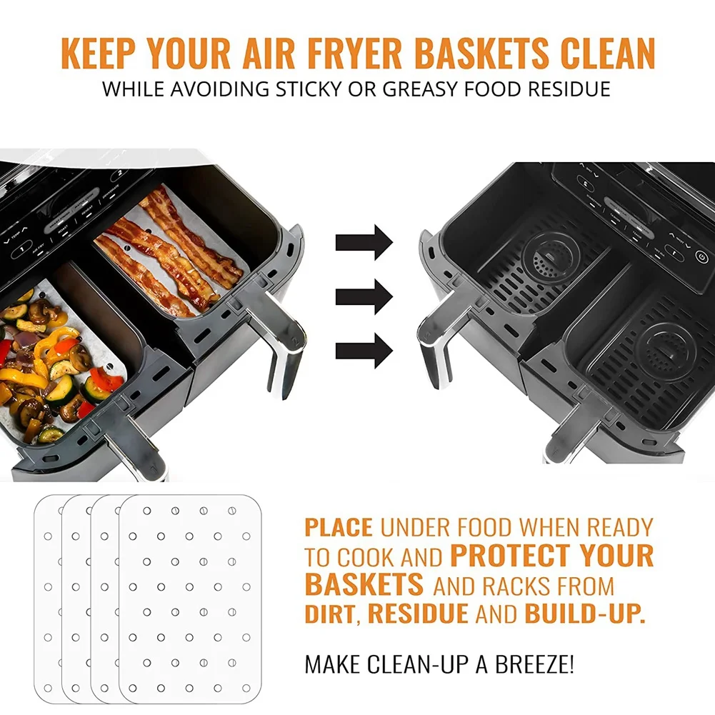 Бумага для фритюрницы A74X, пергаментные бумажные вкладыши для фритюрницы Ninja Foodi, двойная фритюрница DZ201, DZ401, бумажные вкладыши для фритюрницы