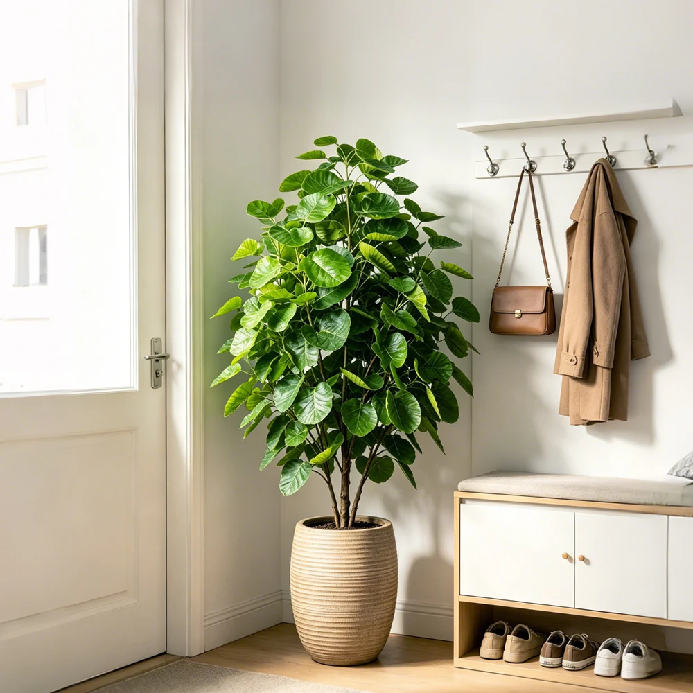 Árbol de la Fortuna Artificial de 45-95cm, Planta de Eucalipto Falsa, Hojas de Plástico Tropicales, Ramas de Ficus Artificiales para Decoración del Hogar y Jardín