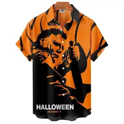 Camisas con estampado 3d para hombre, camisas de cultura callejera, personajes de películas de terror, ropa de calle, moda Hip Hop de manga corta, 2023