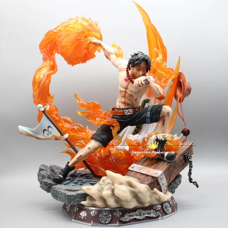 42cm One Piece Anime Super Large Statue Pt Portgas·d· Ace Gk Battle Luminescable Pvc Action Figurine Ornaments Model Toys Gift