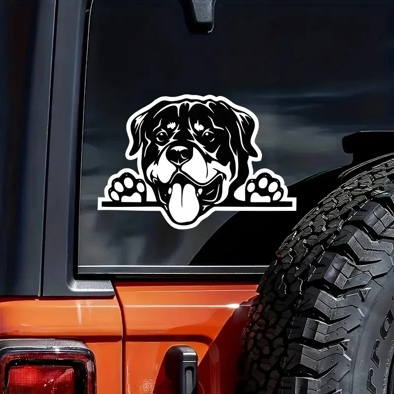 1pc Peeping Rottweiler Creative Vinyl Waterproof Sticker Decal For Car, Laptop, Wall Window, Bumper Sticker