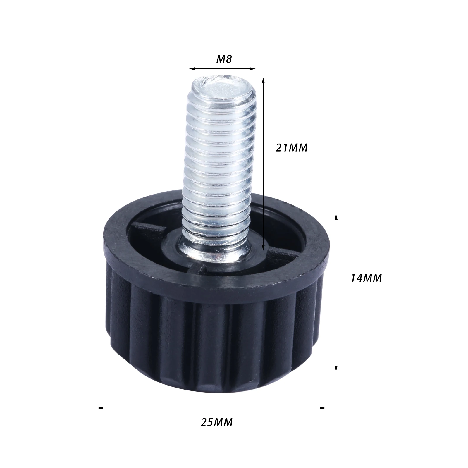 4pcs Furniture Levelers Feet Thread Screw M8*21mm Adjustable Diameter Base 25mm Balance Stem Rack Table Chair Beg Sofa Protector
