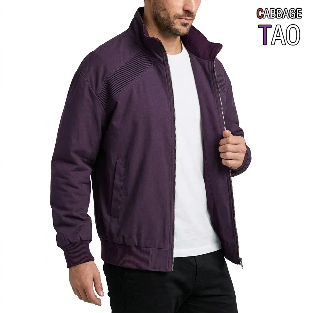 Chaqueta de hombre con cuello alto, ligera, tipo bomber, cortavientos, con cremallera, ideal para uso casual en otoño, para actividades al aire libre y como ropa de trabajo.