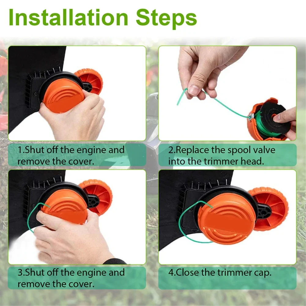 Achieve Better Cutting Efficiency with 4x Replacement String Grass Trimmer Line Spool Fits For BLACK+DECKER GH3000 20ft