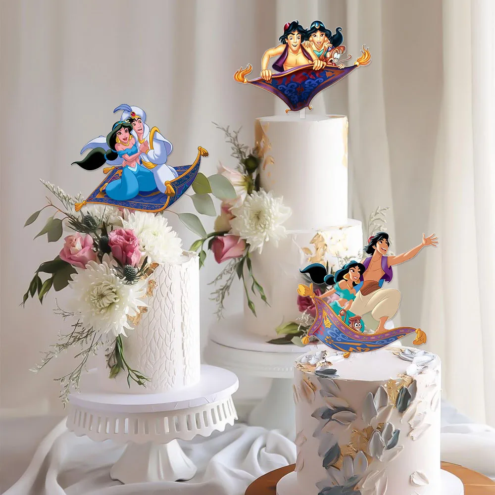 Aladdin Acrylic Cake Topper Birthday Party Decor Princess Jasmine Baby Shower DIY Baking Decoration for Wedding Home Activity