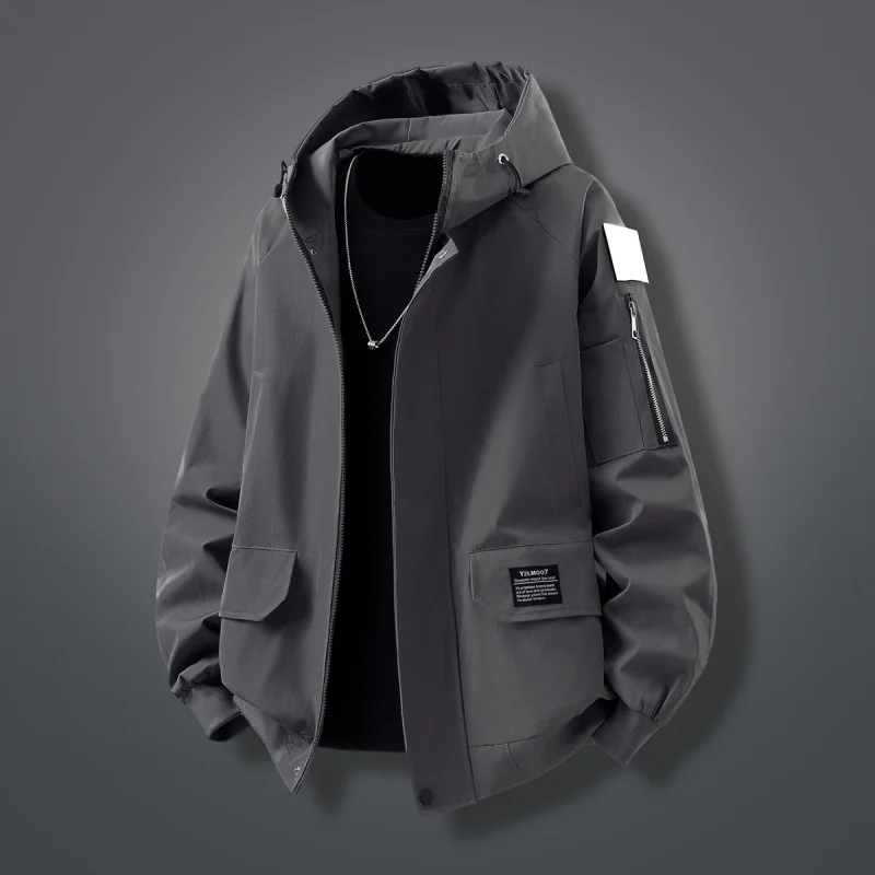 

GIOIOMen's High-Quality Windbreaker Jacket，Spring and Autumn Hooded Loose Casual Non-Iron Jacket，Men's Clothing