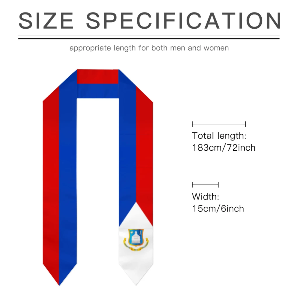 Syal bendera St. Maarten syal selendang syal bendera warna biru safir dengan bintang garis bujangan Aksesori gaun pita 180*14cm