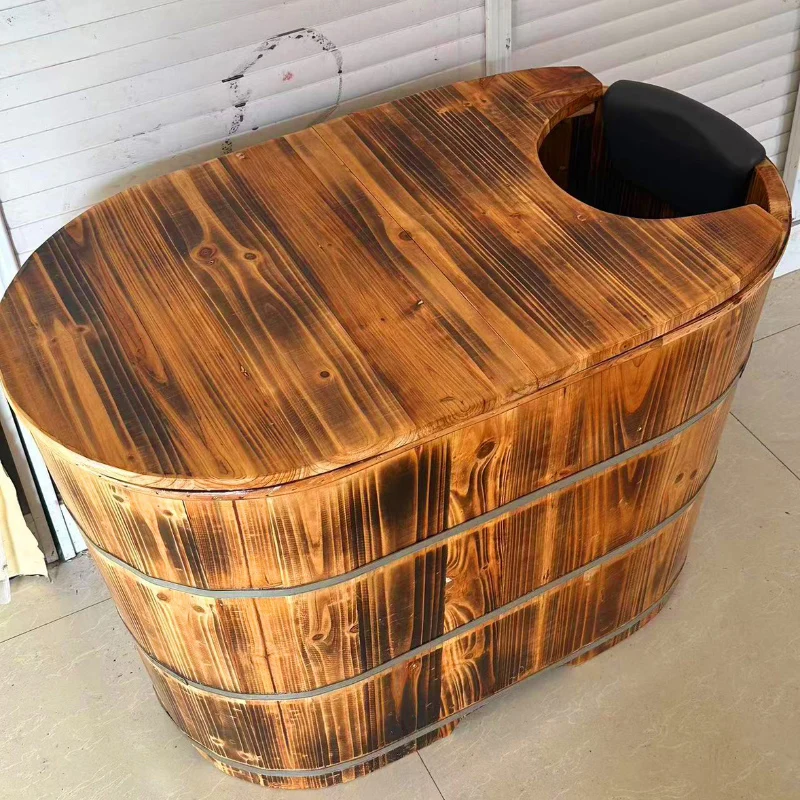 

Small-sized Wooden Bath Heightened Wooden Bath Tub That Does Not Occupy Children Medicated Fumigation Adult Full Body Barrel