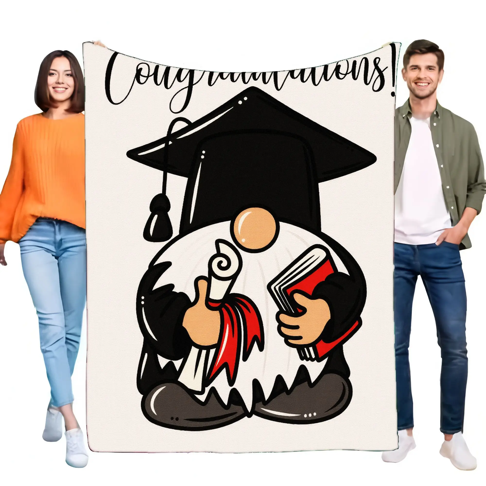 Graduation Gnome Blanket Cute Cozy Throw Soft Fabric for Celebrating Achievements Perfect Gift for Graduates Friends and Family