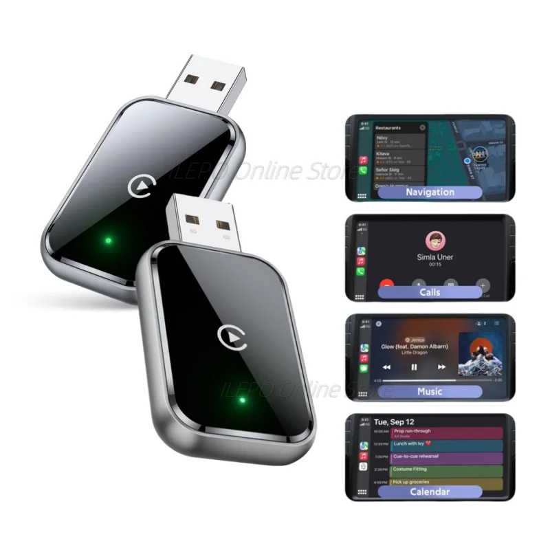 Wireless Carplay Adapter For Iphone, Convert Wired To Wireless Mini Size USB USB-C