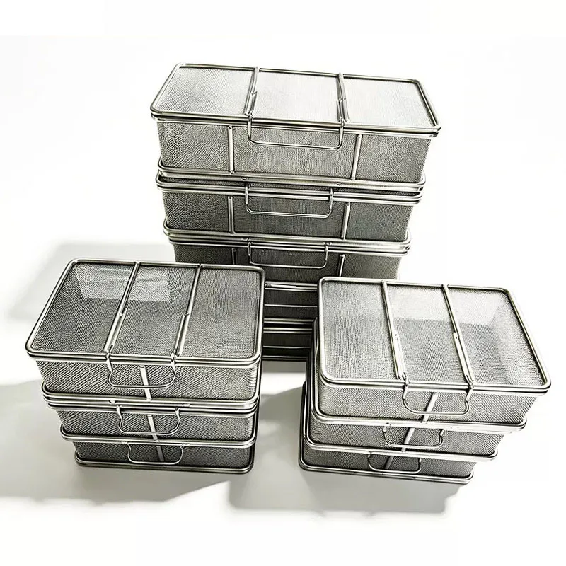 Super fine hole Medical Instruments Sterile cleaning storage Containers Box tray basket wIth locking clips For Ophthalmic Dental