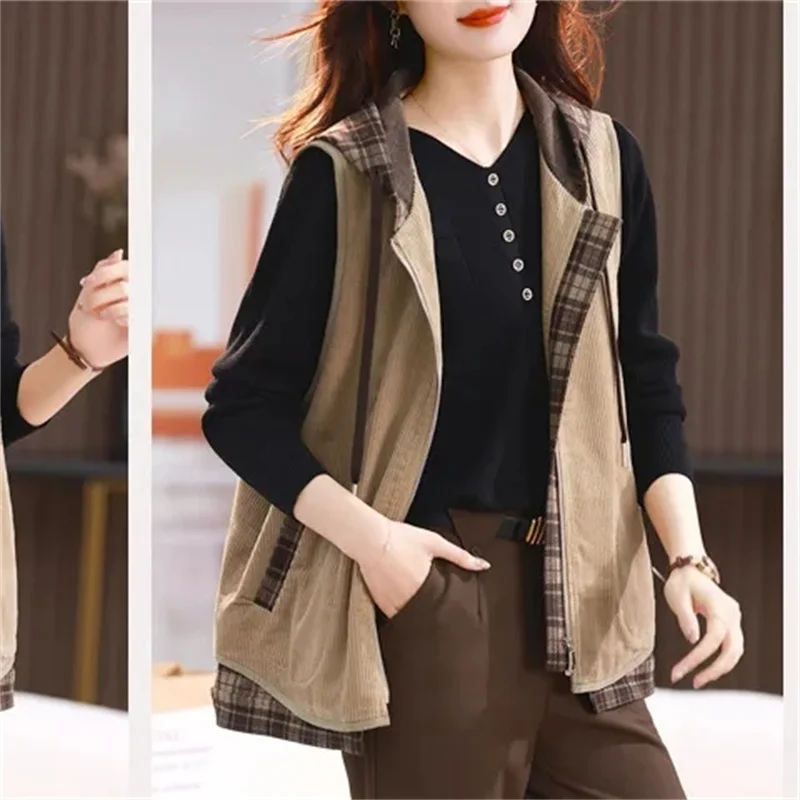 

Corduroy Vest Coat Women Spring Autumn 2023 Popular New Sleeveless Jacket With European Goods Foreign Style Waistcoat Female Top