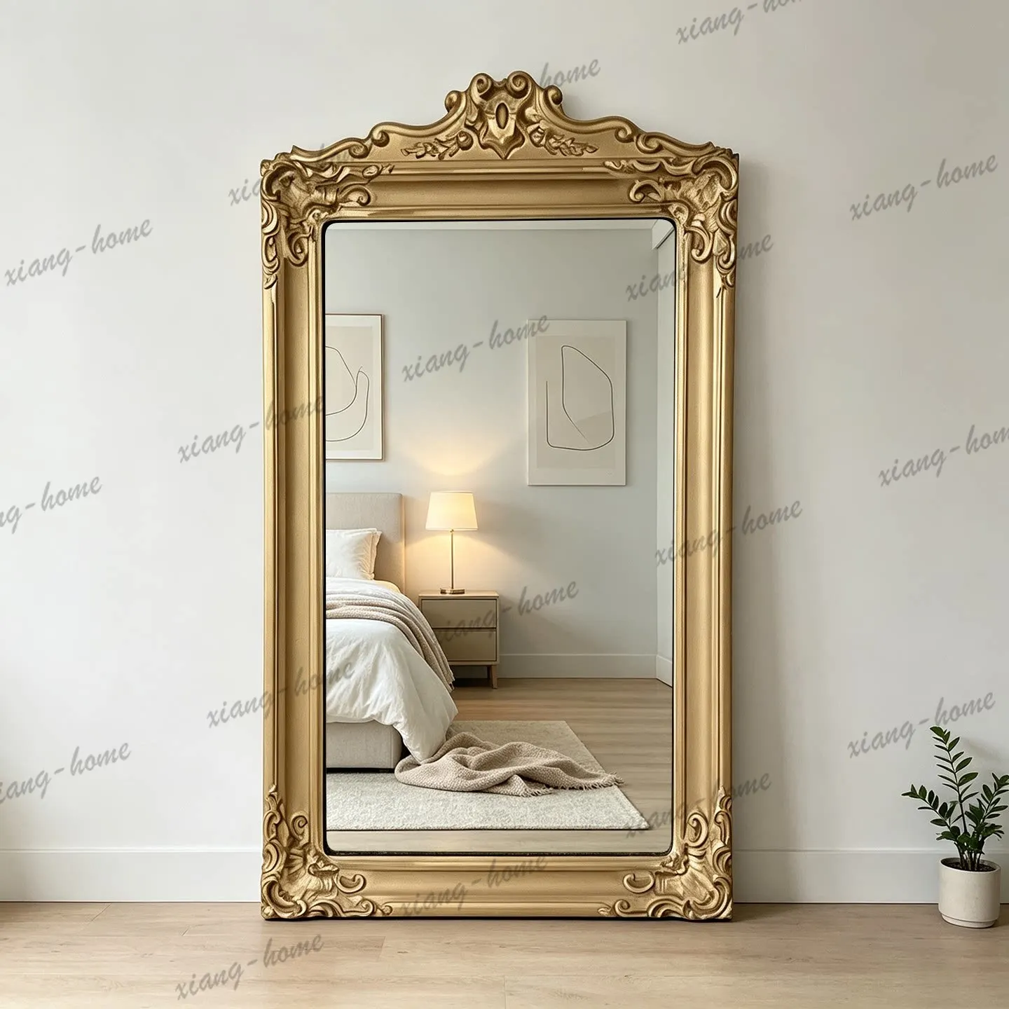 PG French retro style villa full body mirror American carved floor-to-ceiling bedroom luxury fitting mirror