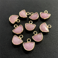5Pcs Natural Rose Quartz Stone Pendant Faceted Semicircle Shape Quartz Chalcedony Charms For Jewelry Making Earrings Necklace