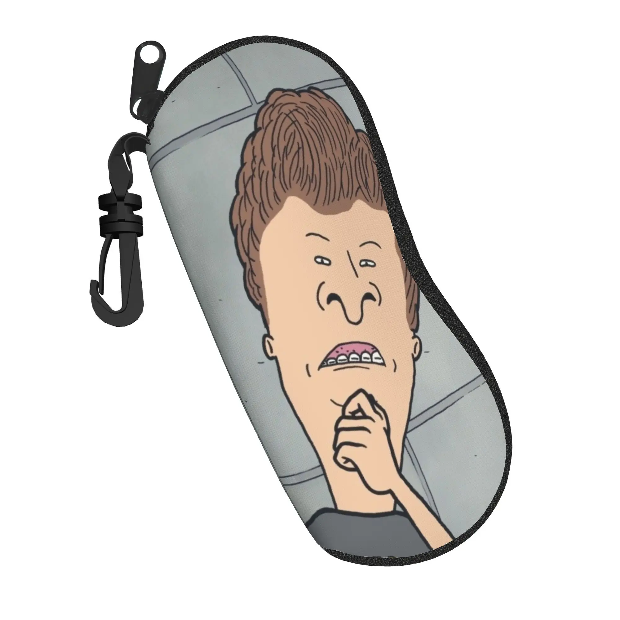 Kawaii Cartoon Glasses Case Beavis Buttheads Merch  Zipper  Glasses Storage Box Ins Style Eye Contacts Case