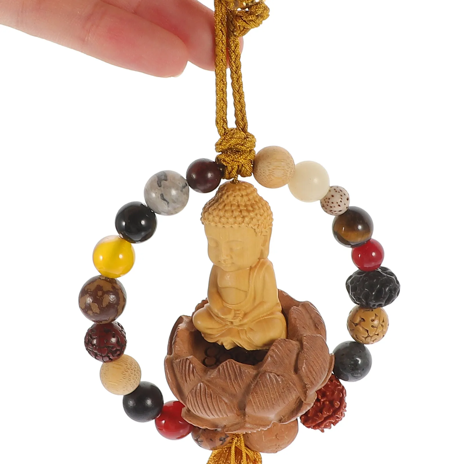 

Buddha Wooden Peach Blossom Lotus Pendant Lightweight Car Hanging Charm Chinese Style Decoration Buddha Hanging Ornament