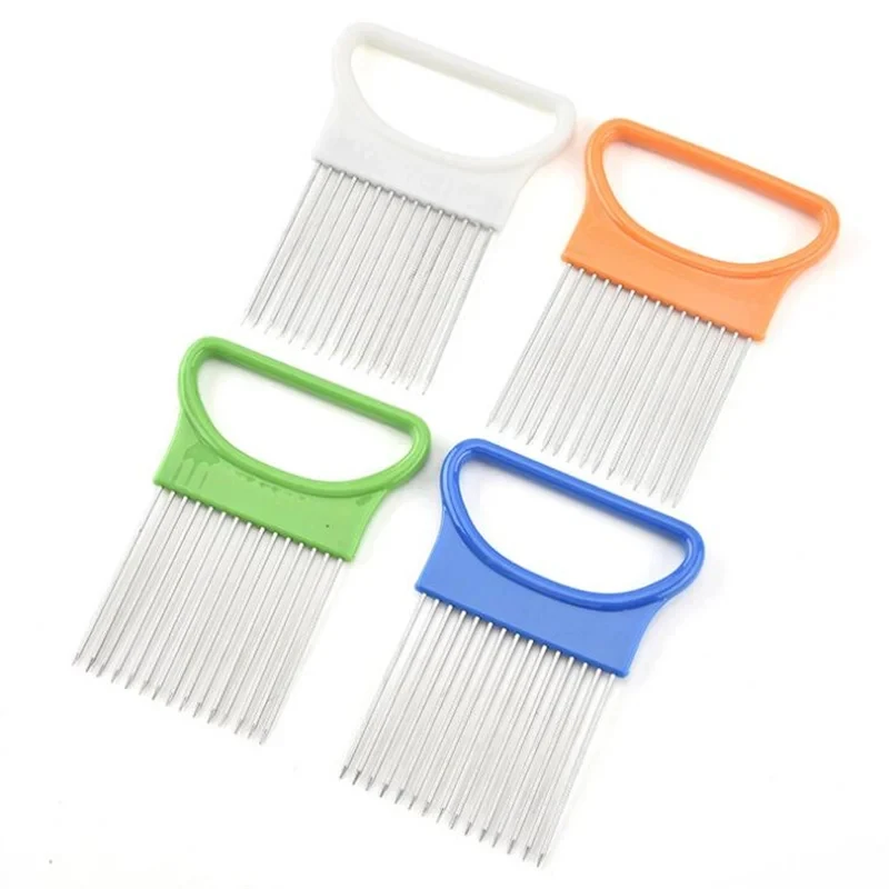 1/2/3/4pcs Effortlessly Slice Onions With This Colorful Onion Slicer Kitchen Stainless Steel Potato Chip Onion Holder