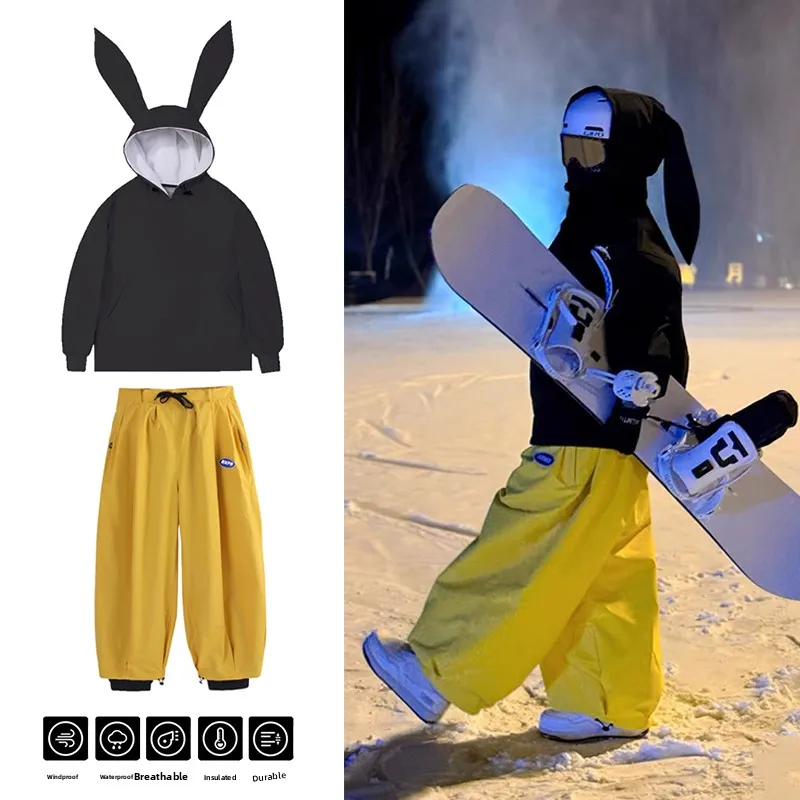 men's-and-women's-winter-ski-suit-fce-lined-outdoor-snowboard-jaet-rabbit-ear-single-double-board-waterproof-coat