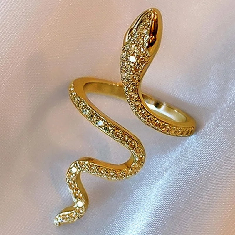 Fashionable Winding Snake with Adjustable Opening Ring, Cool and Unique Niche Design, Index Finger Ring