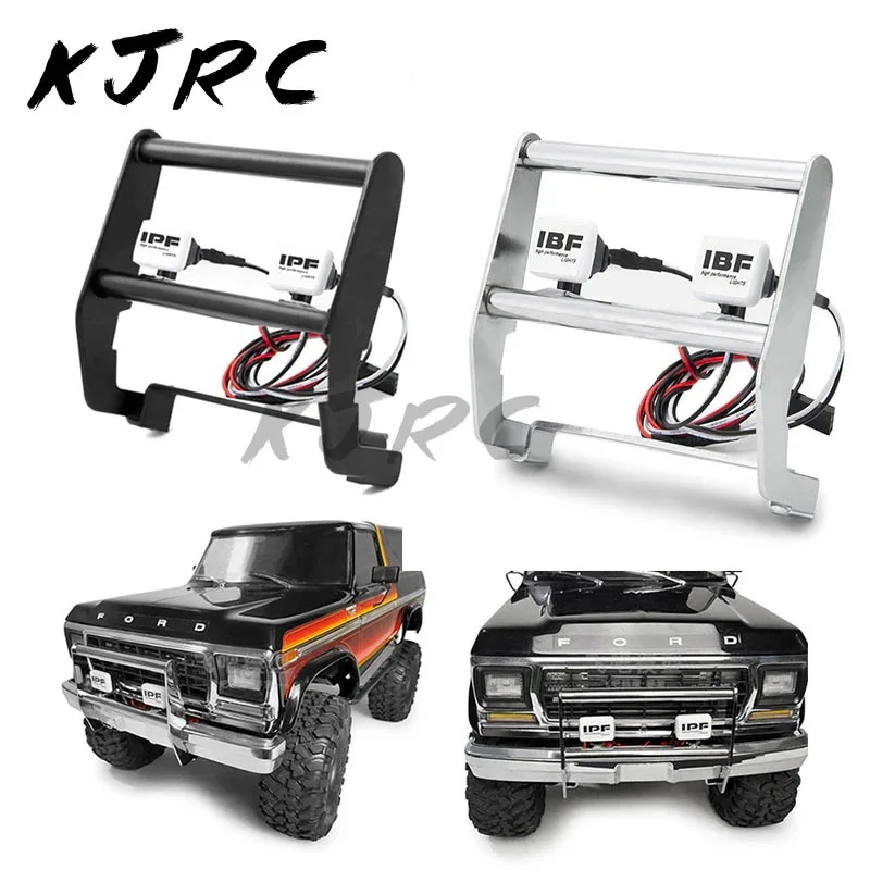 

RC Car Stainless Steel Front Bumper with LED Light Anti Collision Bumper for Traxxas TRX-4 TRX4 Ford Bronco 1/10 RC Car Parts