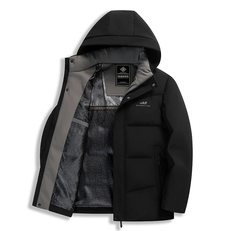 Timeless Men's Basic Down Coat Business Casual Puffer Parkas Winter Thermal Outerwear Black Navy Essential Collection Garment