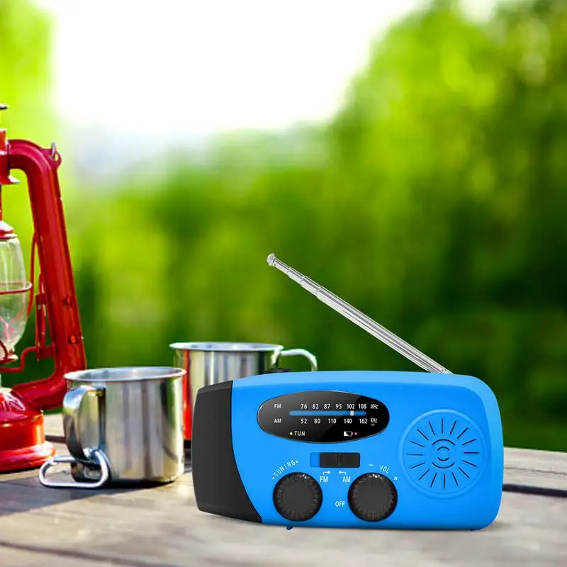 Emergency Radio 2000mAh Solar Hand Crank Radio with 2000mAh Rechargeable Battery Survival Portable Radio SOS Alarm AM/FM & LED