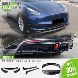 Modello Y 2020-2023 Kit corpo vettura per Tesla WF Sport Tunning Nero opaco Diffusore posteriore Spoiler Paraurti anteriore Labbro Gonna laterale Parti