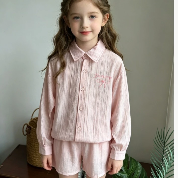 

Girls' Suit 2026 Spring and Summer New Children's Clothes Girls' Baby Breathable Sunscreen Shirt Shorts Two-piece Set