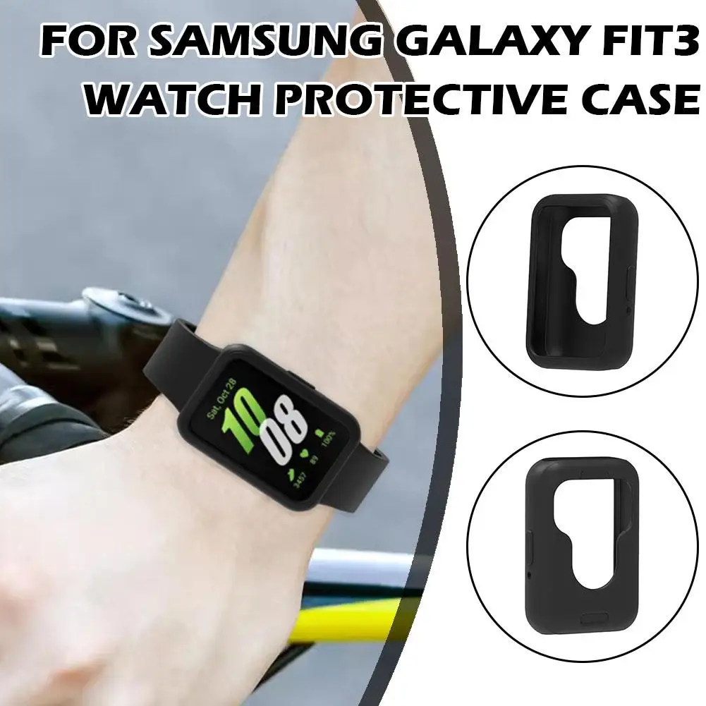 Bracelet de montre pour Samsung Galaxy Fit 3, bracelet de montre, couverture complète, bracelet en silicone, étui d'écran de protection intelligent, pare-chocs A2V6