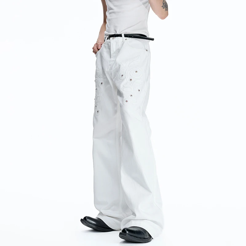 LUZHEN 2026 New Stylish Embroidery Pattern Buttoned Decorate Straight Casual Pants Men Handsome Original Luxury Trousers JY8662