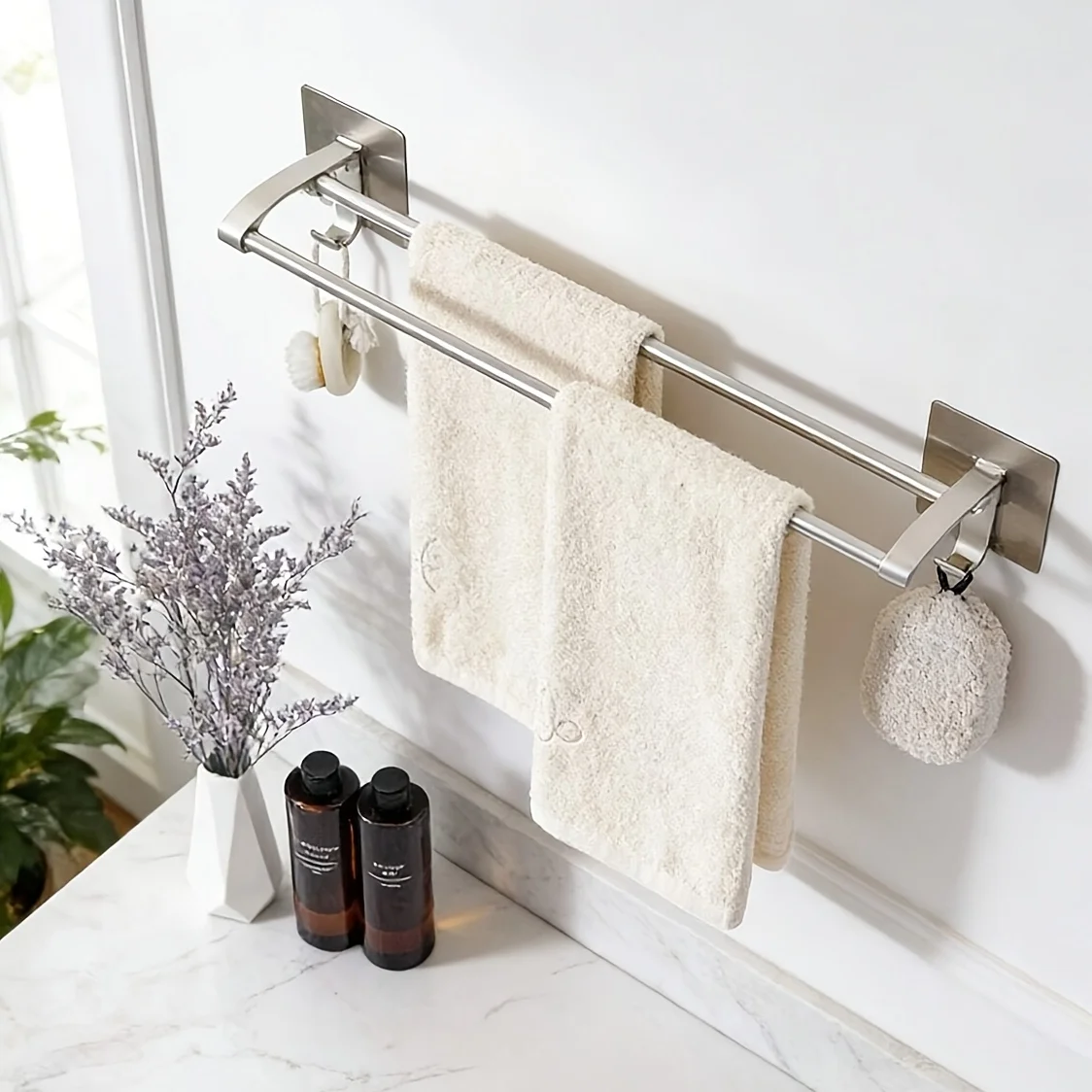 Stainless Steel Double Bar Towel Rack, Must-have Bathroom Decor, Wear-resistant & Rust-proof, Minimalist Design to Elevate Home