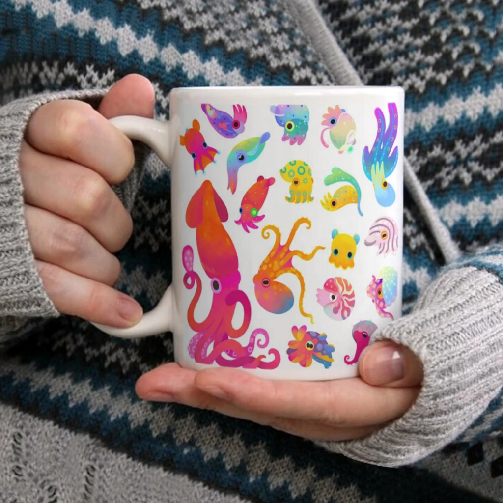 

Cephalopod - pastelCoffee Mug Tea Cup 11oz Coffee Cup Funny Birthday Ceramic Mug Personalized Cup