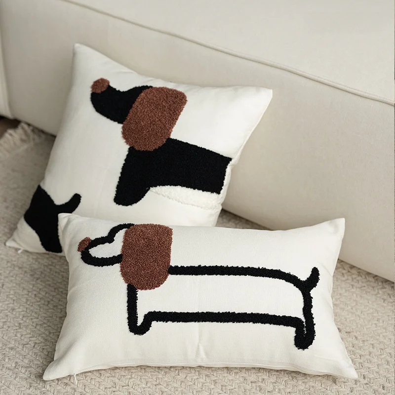 Adorable Sausage Dog Pillow Couch Pillow Modern Minimalist Pillowcase Bedroom Cushion Vintage Style PP Cotton Inner Core