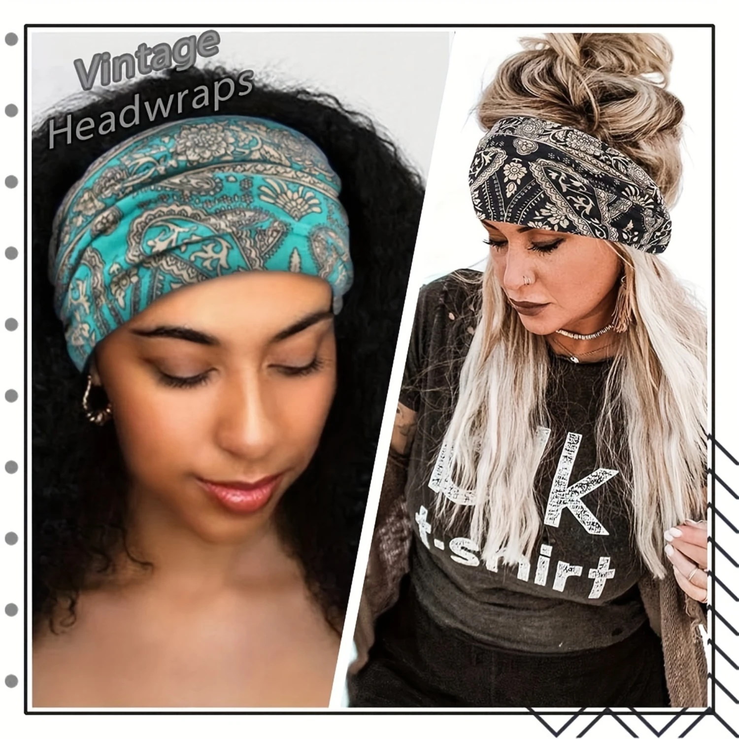 4-Piece  Paisley Headband Set - Wide, Stretchy Cotton Blend Yoga & Sports Sweatbands For Women